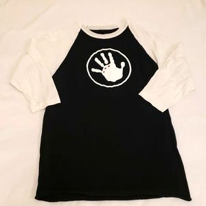 Tultex 3/4 Sleeve Handprint T-Shirt  Cotton Baseball Black White Women's S